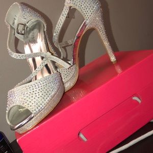 Silver glam heels